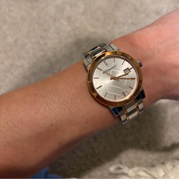 Burberry Jewelry - Burberry Two-Tone Silver and Rose Gold Watch